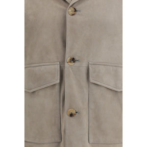 Brunello Cucinelli Zweifarbige Kalbslederjacke Bos Taurus