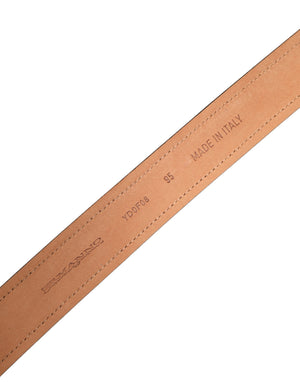 Ermanno Scervino Schwarzer Leder-Baumwollgürtel mit Logo und Metallschnalle