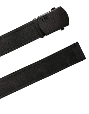 Ermanno Scervino Schwarzer Leder-Baumwollgürtel mit Logo und Metallschnalle
