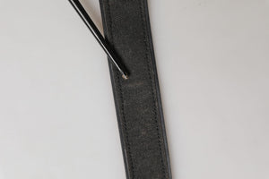 Ermanno Scervino Schwarzer Leder-Baumwollgürtel mit Logo und Metallschnalle