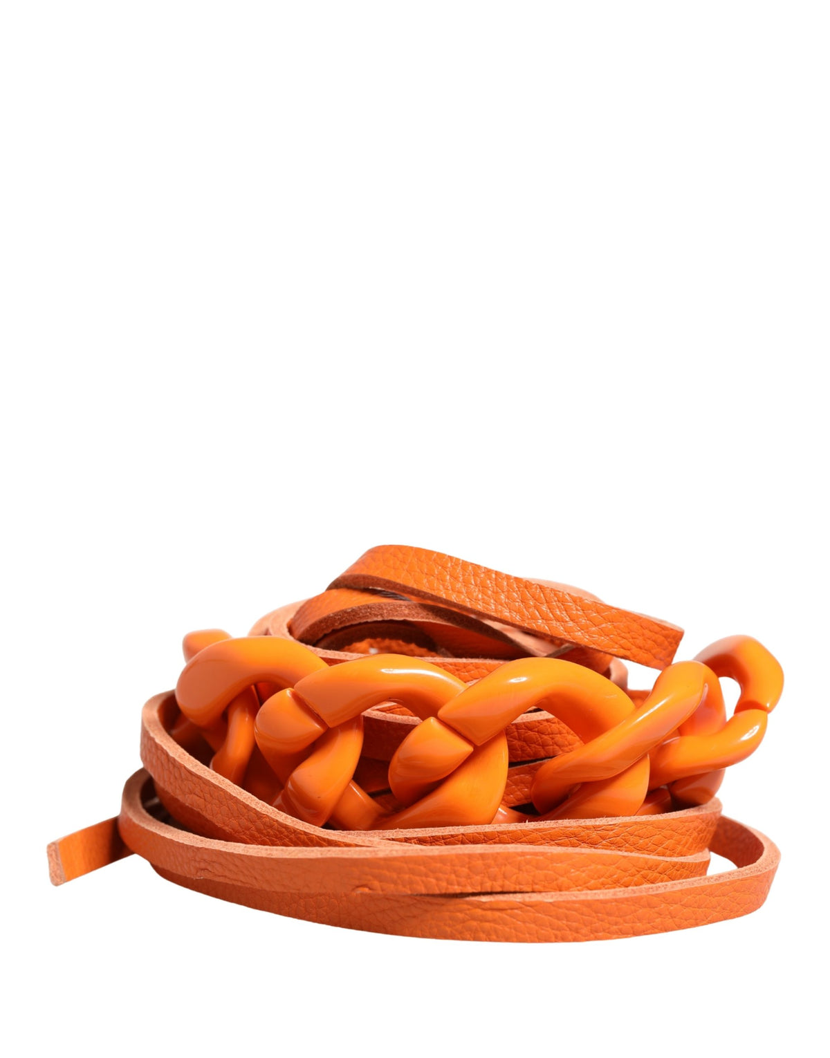 Scervino Street Orange Leder Gürtel mit Kettendetails und Metallschnalle