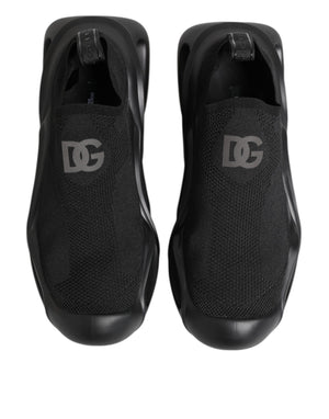 Dolce & Gabbana Schwarze Slip-On Wave Low-Top Sneaker Schuhe