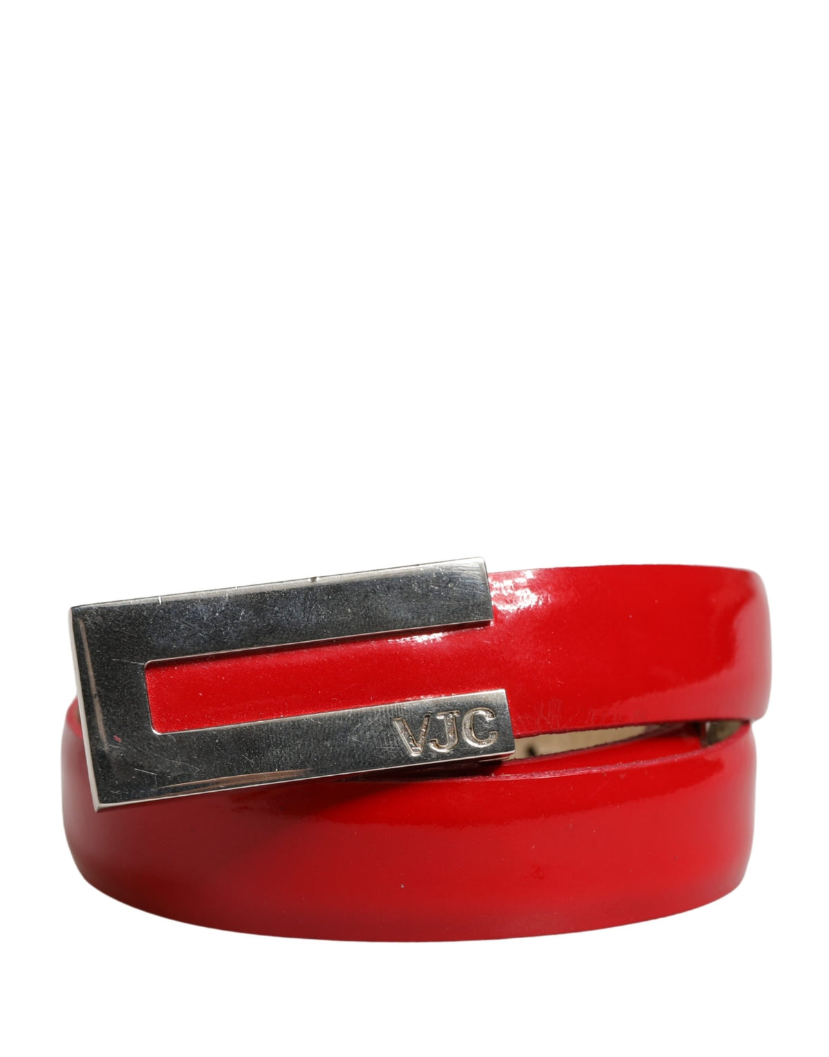 Versace Jeans Couture Roter Gürtel aus Glattleder mit Metallschnalle