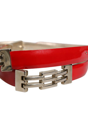 Versace Jeans Couture Roter Gürtel aus Glattleder mit Metallschnalle