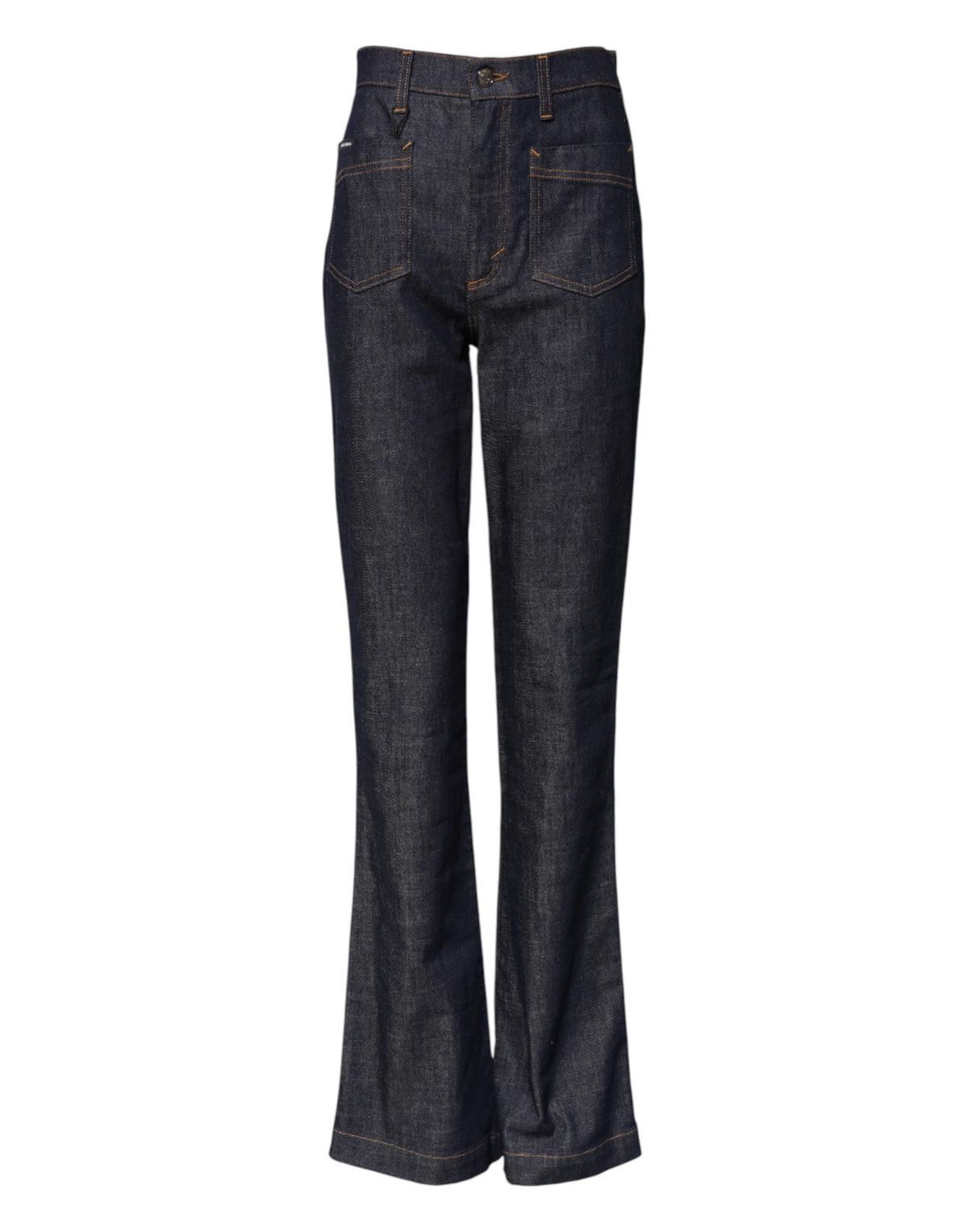 Dolce & Gabbana Dunkelblaue Baumwoll-Jeans mit ausgestelltem, weitem Bein