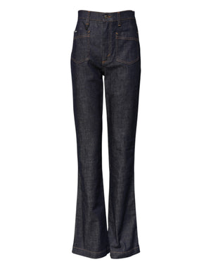 Dolce & Gabbana Dunkelblaue Baumwoll-Jeans mit ausgestelltem, weitem Bein