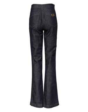 Dolce & Gabbana Dunkelblaue Baumwoll-Jeans mit ausgestelltem, weitem Bein