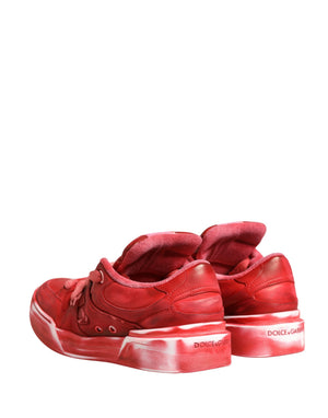 Dolce & Gabbana Herren-Sneaker aus rotem Wildleder mit Used-Look