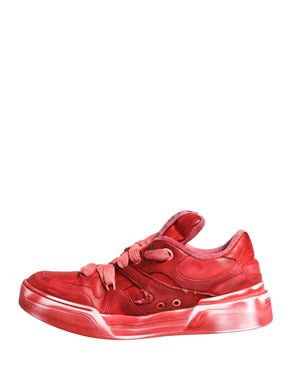 Dolce & Gabbana Herren-Sneaker aus rotem Wildleder mit Used-Look