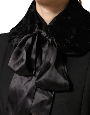 Dolce & Gabbana Schwarzer Lammfell Damen Halswärmer Winterschal
