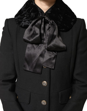 Dolce & Gabbana Schwarzer Lammfell Damen Halswärmer Winterschal