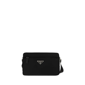 Prada Schwarze Bos Taurus Kalbsleder Schultertasche