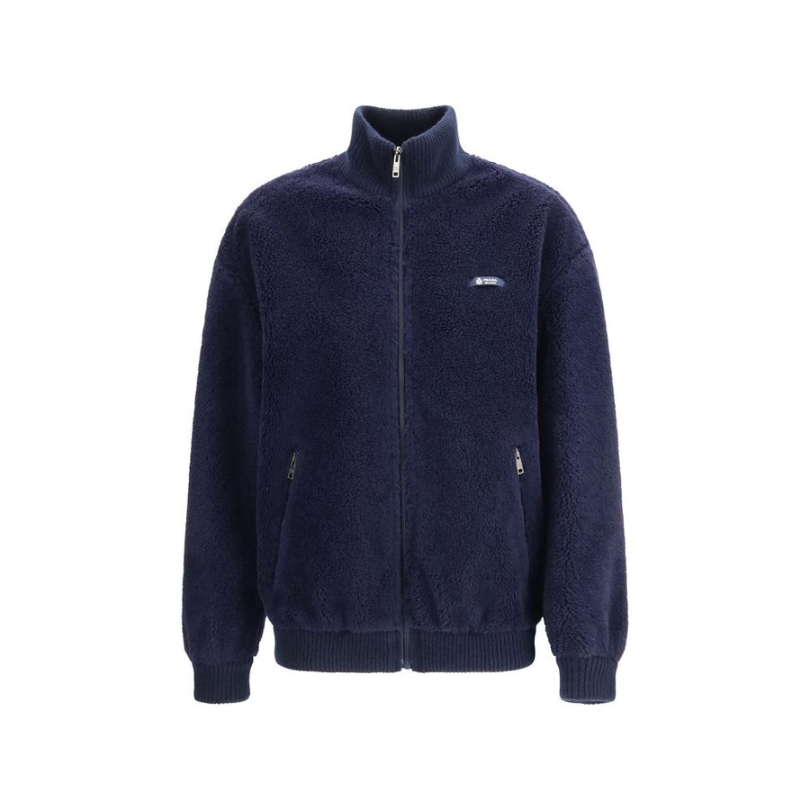 Prada Blaue Polyamid-Jacke in voller Länge