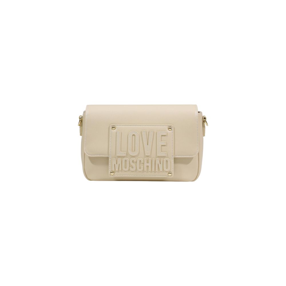 Love Moschino Cremefarbene Handtasche aus Polyethylen