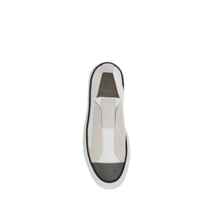 Brunello Cucinelli Weiße Low-Top-Sneaker aus Nylon