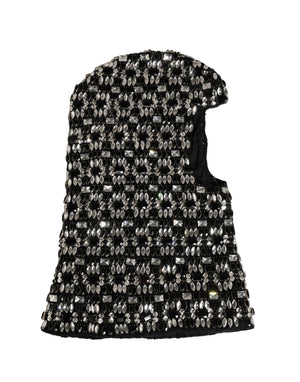 Dolce & Gabbana Schwarze Woll-Sturmhaube mit Kristallbesatz