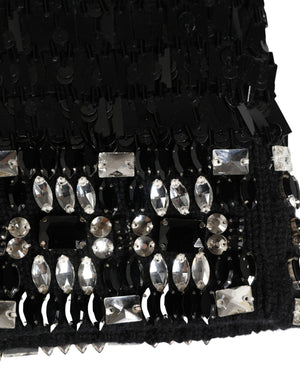 Dolce & Gabbana Schwarze Woll-Sturmhaube mit Kristallbesatz