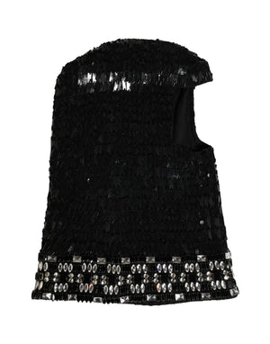 Dolce & Gabbana Schwarze Woll-Sturmhaube mit Kristallbesatz