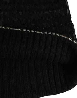 Dolce & Gabbana Schwarze Woll-Sturmhaube mit Kristallbesatz