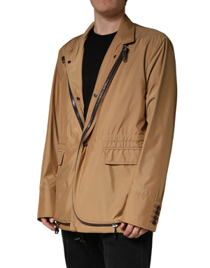 Dolce & Gabbana Brauner einreihiger Mantel mit Layereffekt