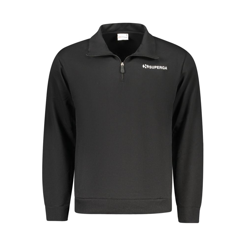 Superga "Schwarzes Herren-Sweatshirt aus Baumwolle mit halbem Reißverschluss und Taschen"