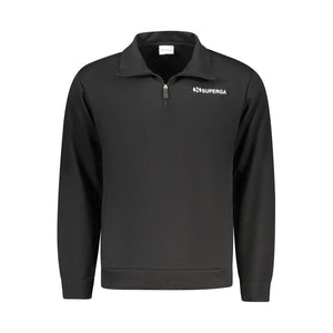 Superga "Schwarzes Herren-Sweatshirt aus Baumwolle mit halbem Reißverschluss und Taschen"