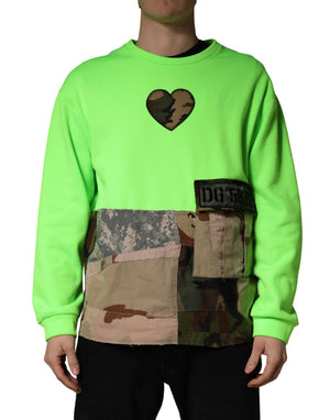 Dolce & Gabbana Grüner Patchwork-Herz-Pullover für Herren