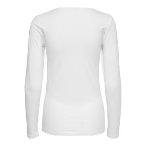 Only Weißes Langarm-T-Shirt aus Baumwolle