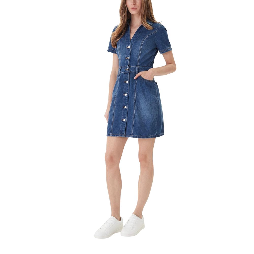 Morgan De Toi Blaues Baumwoll-Midikleid