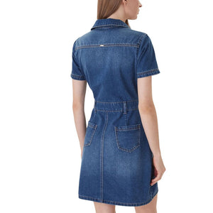 Morgan De Toi Blaues Baumwoll-Midikleid