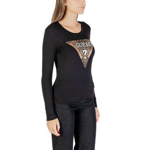 Guess Schwarzes Langarm-T-Shirt aus Baumwolle