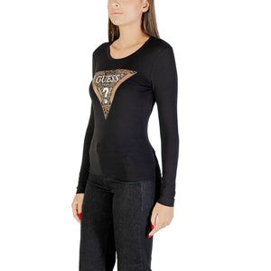 Guess Schwarzes Langarm-T-Shirt aus Baumwolle