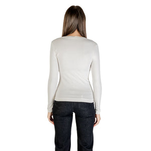 Guess Cremefarbenes Langarm-T-Shirt aus Baumwolle