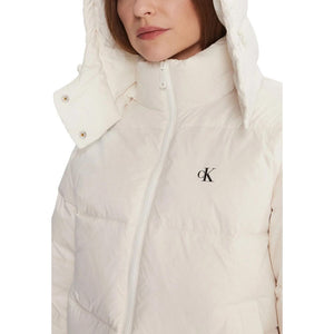 Calvin Klein Jeans Cremefarbener Mantel aus Polyamid