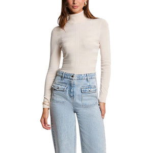 Morgan De Toi Beige Viskose Rollkragenpullover