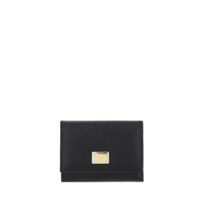 Dolce & Gabbana Schwarzes Kalbsleder Bos Taurus Portemonnaie