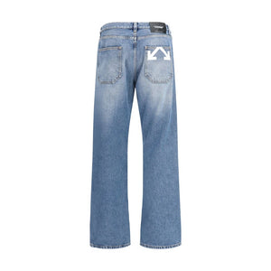 Off-White Blaue Baumwolljeans im Relaxed Fit