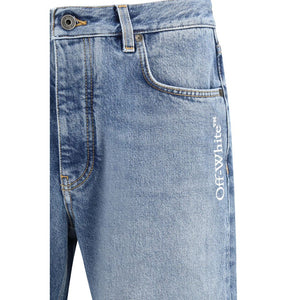 Off-White Blaue Baumwolljeans im Relaxed Fit