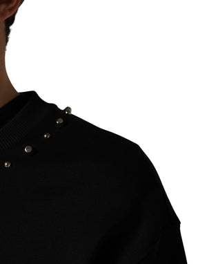 Dolce & Gabbana Schwarzer Sweatshirt-Pullover mit Verzierungen aus Baumwolle