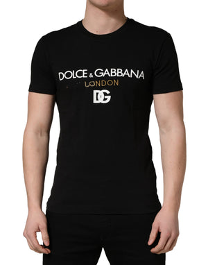 Dolce & Gabbana Schwarzes DG London Baumwoll-T-Shirt für Herren mit Rundhalsausschnitt