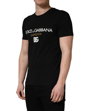 Dolce & Gabbana Schwarzes DG London Baumwoll-T-Shirt für Herren mit Rundhalsausschnitt
