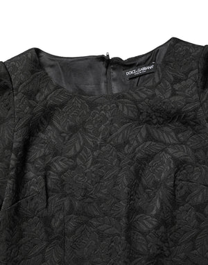 Dolce & Gabbana Schwarzes Etuikleid mit Blumenbrokat, knielang
