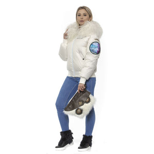 Mr&Mrs Italy Weiße Damen-Bomberjacke aus Polyester