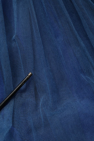 Dolce & Gabbana Blaues Tüll-Midikleid in A-Linie, ärmellos
