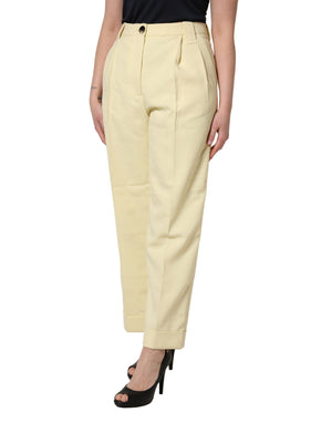 Ganni Gelbe High-Waist-Hose mit geradem Bein und Falten