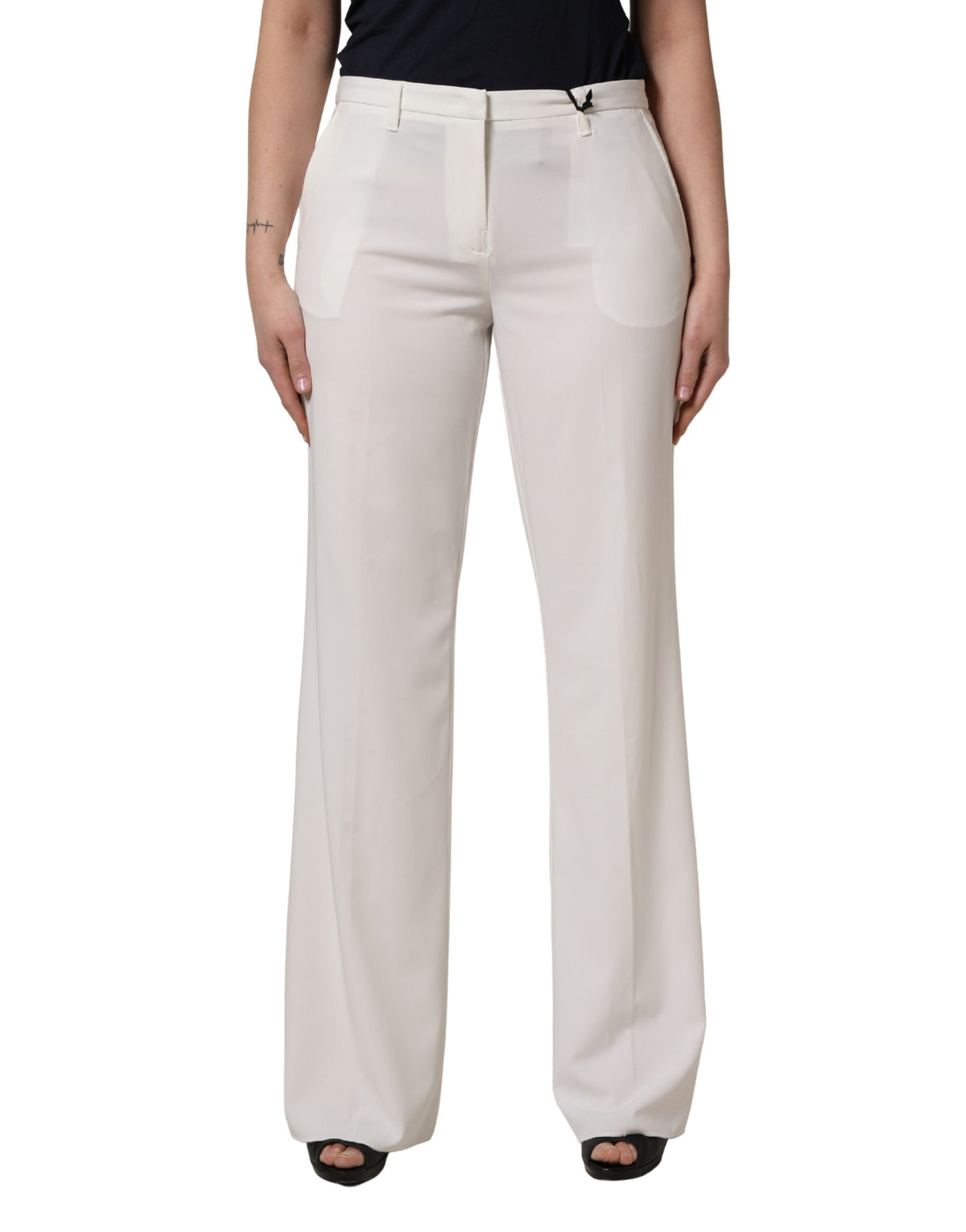 Twinset Weiße Chinohose mit weitem Bein und mittelhohem Bund für Damen