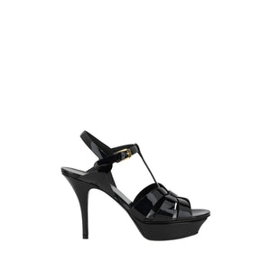Saint Laurent Schwarze Bos Taurus Kalbsleder-Sandalen mit Stilettoabsatz