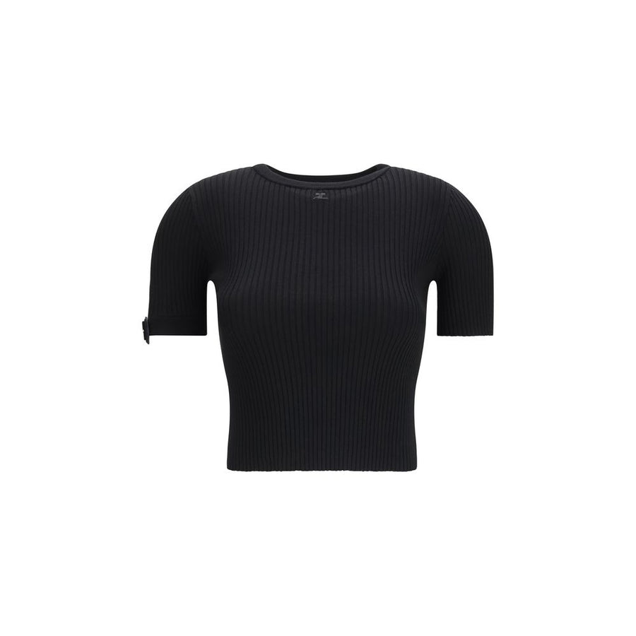 Courrèges Schwarzes T-Shirt aus Viskose