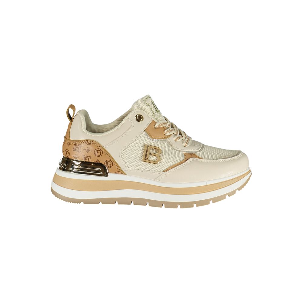 Laura Biagiotti Damen Sneaker aus Beige Polyurethan