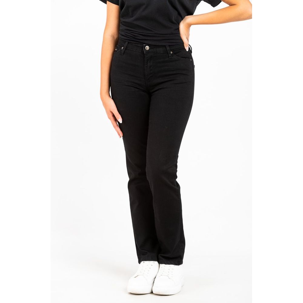 Gas Schwarze Baumwoll-Jeans mit geradem Bein